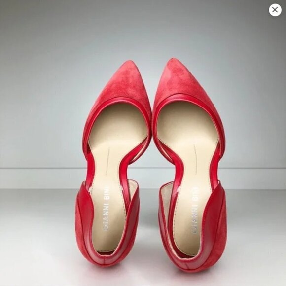 Gianni Bini Lenon Red Genuine Leather Suede Pointed Toe High Heels Size 6 - Picture 8 of 12